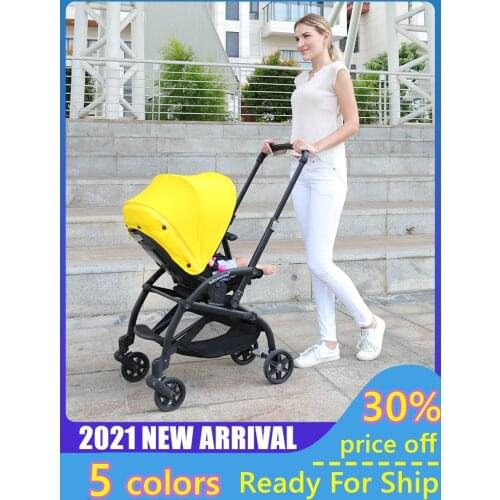 2021 New Fashion Lightweight Baby Stroller Foldable Newborn Baby Pushchair Can Sit Lie Down Backrest Adjustable Mechanically