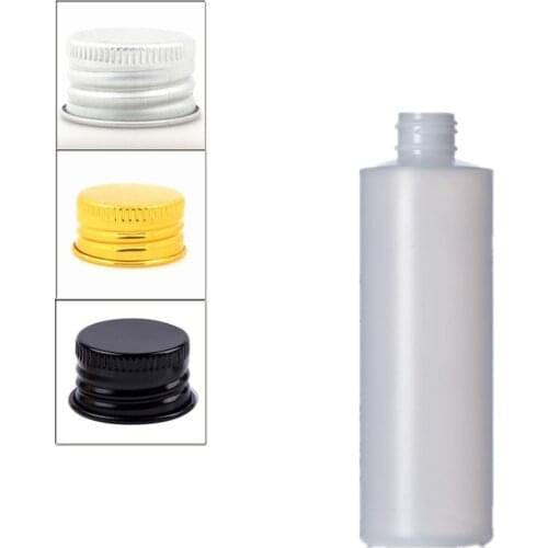 250ml empty plastic soft bottle , natural-colored HDPE cylinder round with silver/gold Aluminum screw caps
