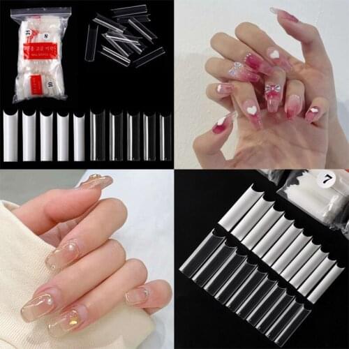 500pc Extra Long Square False Nail Tips C Curved Straight Nails Manicure Nail Art Decoration Tools Artificial Acrylic Fake Nails