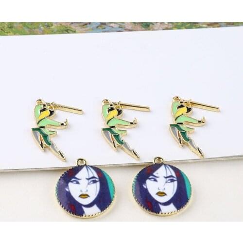 6pcs Chinese style ancient martial arts woman earrings for women vintage Mulan pendant DIY drop earrings material accessories