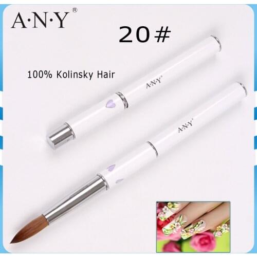 2018 ANY Heart Shape Design White Metal Handle High Quality Sable Hair 20# Professional Acrylic Nail Brush 5PCS/Lot