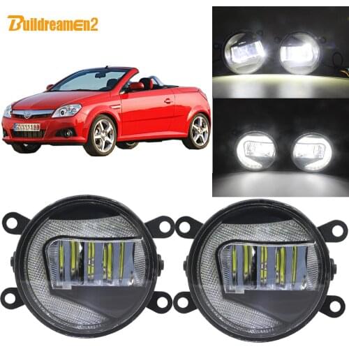 Buildreamen2 For Opel Tigra TwinTop Convertible 2004-2006 Car 2in1 Function LED Projector Fog Light + Daytime Running Light 12V