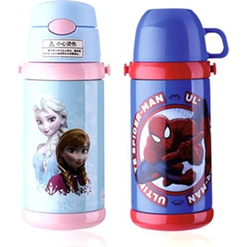 Disney Press Cup Mickey Baby Frozen2 Handle Baby With Straw Leak-proof Cup Flip Student Stainless Steel Cup Kettle