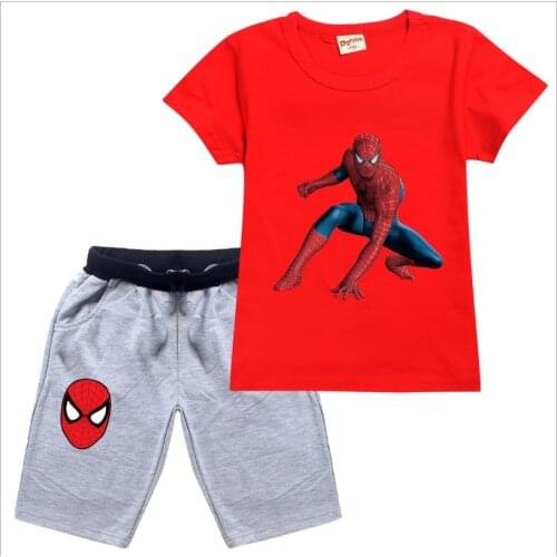 Disney Kids Cartoon spiderman Outfits Baby BOYSummer Suits 2-15 Years Children Clothing T-shirt + shorts tracksuit BOY set 8508