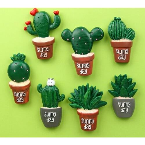 Artificial Cactus Bonsai Fridge Stickers Creative Green Plant Magnet Home Decoration Message Sticker for Kids Early Education