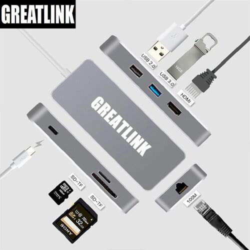 USB Type C 3.1 To HDMI Cable RJ45 Connector SD Card TF Slot PD Adapter USB-C Type-C Ethernet Cable RJ 45 Thunderbolt 3 hub dock
