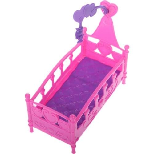 Rocking Cradle Bed Doll House Toy Furniture For Doll Accessories Girls Toy Gift Baby Shower Gift Girls Toy