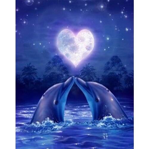 Full Square/Round 5D DIY Diamond Painting love dolphins Diamond Embroidery crystal Pictures Of Rhinestones Sale Home Decor CV217