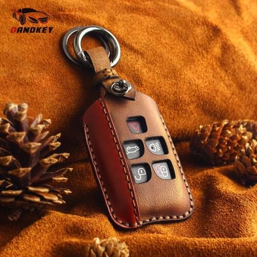Dandkey High quality Leather Car Remote Key Cover Case For Land Rover Range Evoque Discovery Keychain Auto Accessories