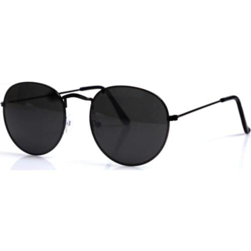 Round Unisex Black Sunglasses