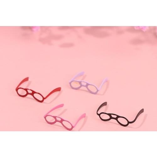 1:12 Scale Dollhouse Plastic Glasses Retro Round Frame Lensless Toys Vintage Doll House Miniature Accessories Doll Accessories