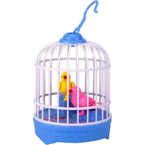 Mini voice control birdcage induction double bird electric bird voice simulation chirping