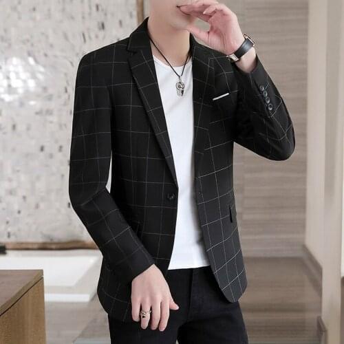 DYB&ZACQ Mens Small Suit Jacket Plaid Korean Version Slim Handsome Casual Single Suit Trend Spring and Autumn All-match 4XL 5XL