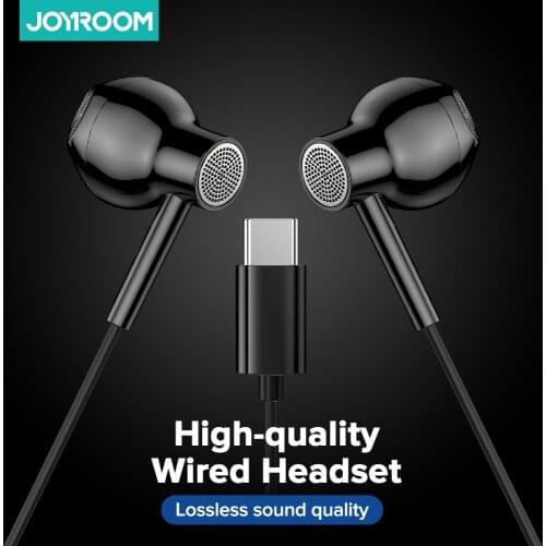 Joyoroom Earphone Type-C Plug Half In-Ear Headphones USB Wired Control For phone Stereo Bass Sound Metal Mic For SAMSUNG HUAWEI