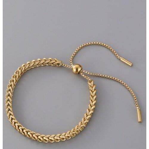 New Design Fashion Stainless Steel Link Chain Bracelets For Women Girl Men Gold Color Hiphop/Rock Adjustable Bracelet Jewelry
