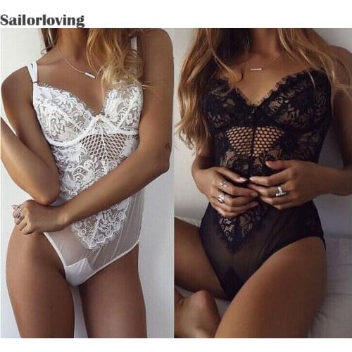 Sailor loving 2018 New hot sexy latex underwear teddies Lace open crotch body suit