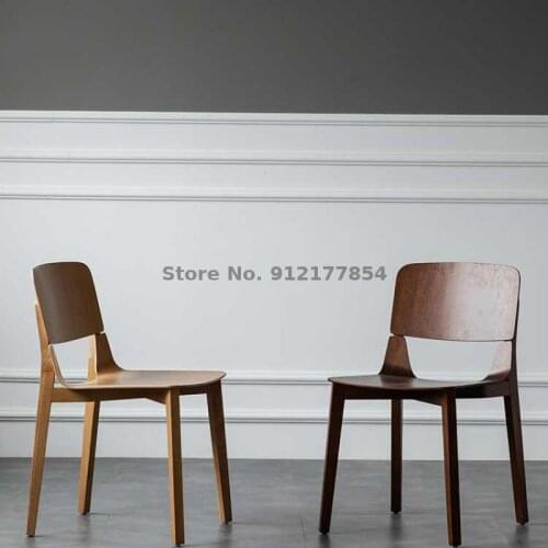 Nordic Modern Minimalist Solid Wood Dining Chair Designer Home Adult Restaurant Hotel Chair Casual Backrest Log Chair