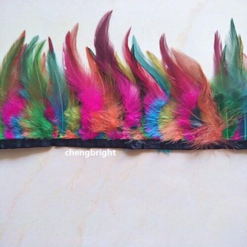 Wholesale 10m high quality natural Turkey feathers Ribbon 5-6inch/12-15cm Width Clothing accessories diy Mixed color Carnival