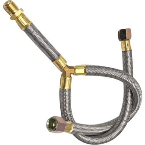 Propane Grill Y-Splitter Extension Adapter Braided Hose with 3/8" Flare Connection