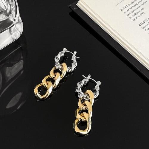 Collision color chain earrings pendant metal color earrings INS wind simple twist earring small audience design earrings female