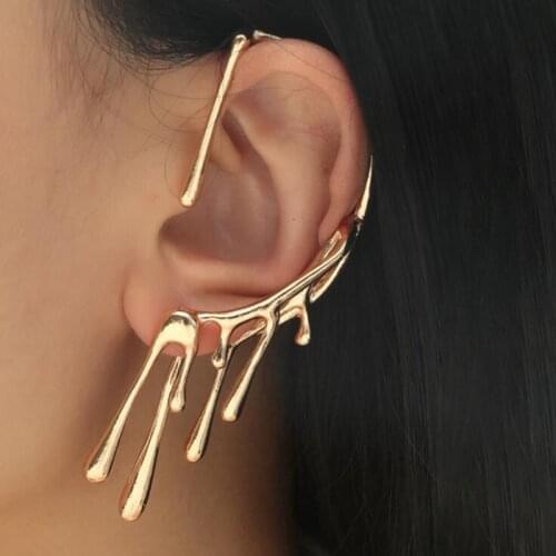 EM072 Simple Exaggeration Retro Punk Geometry Alloy Earring Clip Ear Cuff Personality Accessories Wholesale