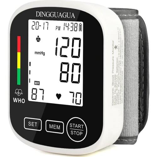 Cuff Wrist Sphygmomanometer Digital Blood Presure Meter Monitor Heart Rate Pulse Tonometer Home Electronic Automatic BP Monitor