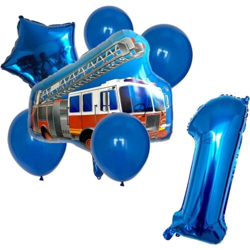 7PCS Cartoon Car Ballons Excavator Farm tractor Foil Balloon Globos Children 1 2 3th Gifts Birthday Party Decorations Kids Balls