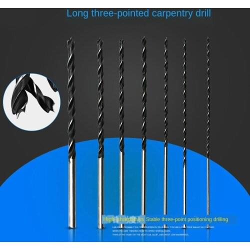 7PC 300MM Straight Handle Lengthened Tricuspid Woodworking Drill Bagged 4-12 MM Woodworking Opener Drills Twist Drill