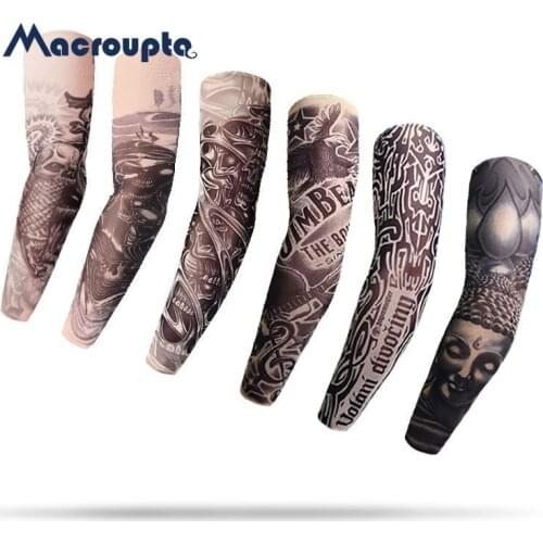 Unisex UV Protection Outdoor Temporary Fake Tattoo Arm Sleeve Warmer Sleeve for Women Fashion Arm Warmer Nylon Tattoo Sleeves