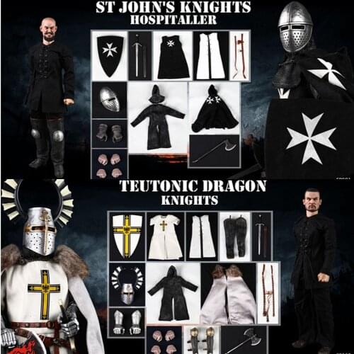 In Stock FP001/FP002 1/6 JOHN/TEUTONIC DRAGON KNIGHT HOSPITALLER Figure Model 12'' Male Soldier Action Doll Full Set Toy