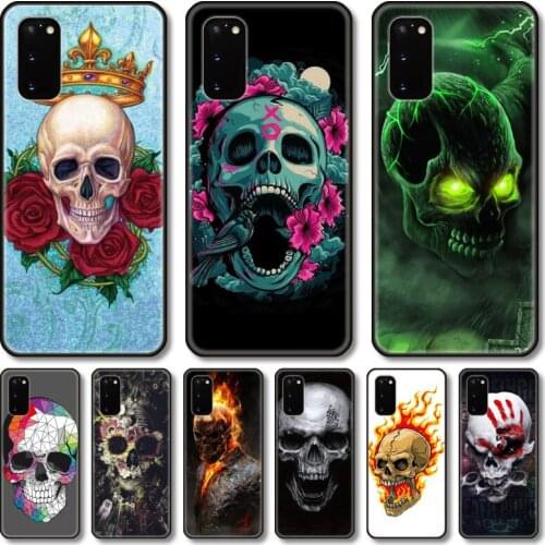 Green flower skulls Phone Case For Samsung Galaxy Note S 21 20 10 9 8 E Lite FE UW Ultra 5G PRO Black Shell Cover