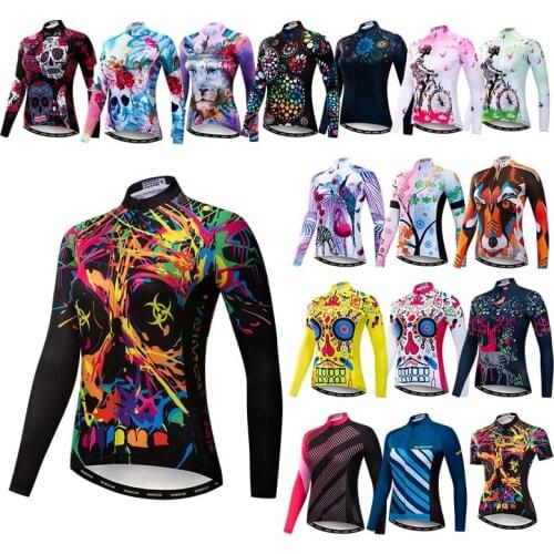 Womens Cycling Jersey Winter Long Sleeve Bicycle Jersey Shirts Top Sport Ladies MTB Biking Team Maillot Ciclismo Bike Clothing