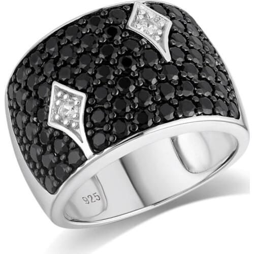 GZ ZONGFA High Quality Engagement Natural Black Spinel Gemstone Fashion 925 Sterling Silver Flower Women Rings