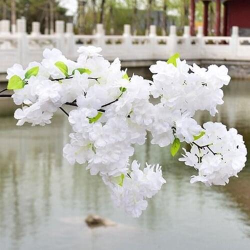 1M long Four Branches Each Bouquet Artificial Cherry Blossom Fake Flowers Sakura Tree Branch Wedding Arch door Decorative Flores