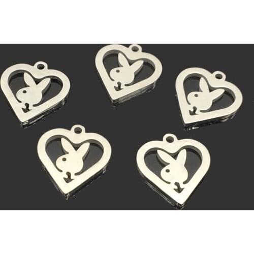 10pcs High Quality Rabbit Stainless Steel One Hole Pendant High Polished Stainless Steel DIY Jewelry Accessory