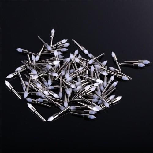 100pcs Pointed head Dental Nylon Polishing Prophy Brushes Dental Polishing Cup for Contra Angle Disposable White Polisher Brush