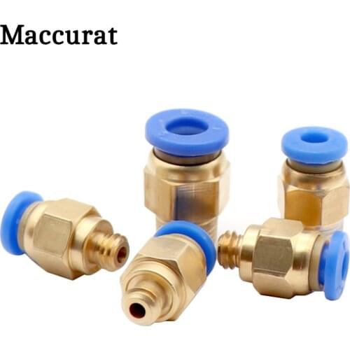 10pcs PC4-M6 PC4-01 PC6-01 Pneumatic Connectors Brass Part For MK8 Tube Filament M6 M10 Feed Fitting Coupler 3D Printers Parts