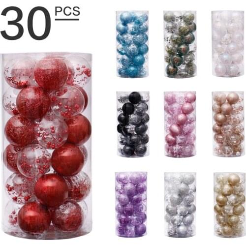 30pcs 6cm Christmas Xmas Tree Ball Multi Color Bauble Hanging Home Party Ornament Decor Happy New Year Decoration