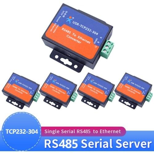 5PCS USR-TCP232-304 Serial RS485 to TCP/IP Ethernet Server Converter Module with Built-in Webpage DHCP/DNS Supported