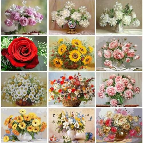 5D DIY Diamond Painting Flower Cross Stitch Kit Mosaic Diamond Embroidery Rose Full Round Drill Home Decoration