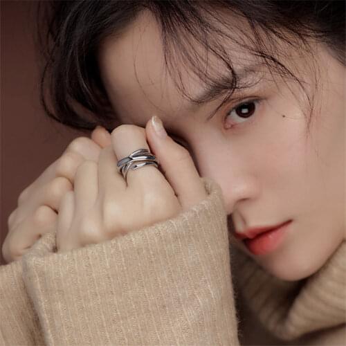 925 Sterling Silver Bohemian Geometric Adjustable Rings For Women Exaggerated Novelty Rings Korean Jewelry S-R406
