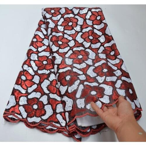 African Double Organza Sequins Lace Fabric 2020 Latest Nigerian Wedding Dress High Quality Organza French Net Mesh Lace SX5-544