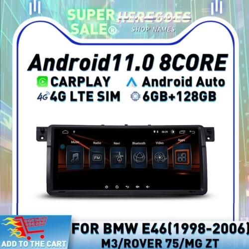 Carplay 8.8inch 4G LTE Android 10 Car DVD Player GPS Navigation Auto Radio Multimedia Stereo Audio For BMW 3 E46 M3 Rover 75 MG