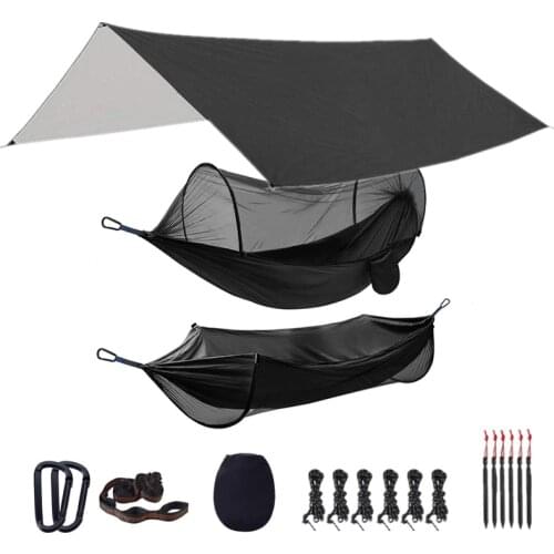 Oversized Camping Hammock with Mosquito Bug Net Tent, Rain Fly Tarp,Lightweight Portable Double for Hiking, Backpacking Travel