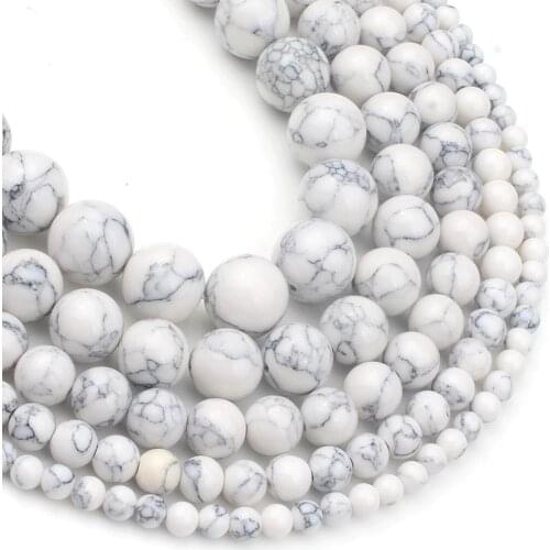 White Howlite Turquoises Round Loose Spacer Beads For Jewelry Making DIY Charm Fashion Bracelet Perles 15"Strand 4 6 8 10 12mm