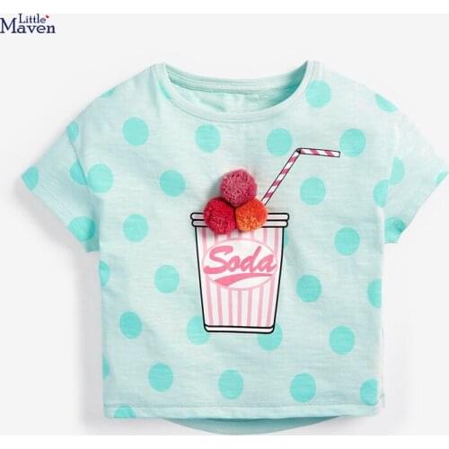 Toddler Kids T Shirts 2021 Summer New Baby Girls Cute Cotton T-shirts Dots Print Hairball Lovely Tee Shirts For Girl Child Tops