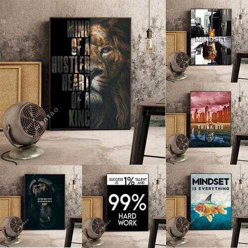 Wild Lion Letter Motivational Quote Art Posters and Prints on Canvas Painting Decorative Wall Art Picture for Office Home Decor