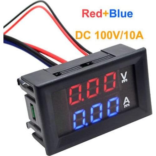 DSN-VC288 DC 100V 10A Voltmeter Ammeter Blue + Red LED Amp Dual Digital Volt Meter Gauge Voltage Current Home Use Tool