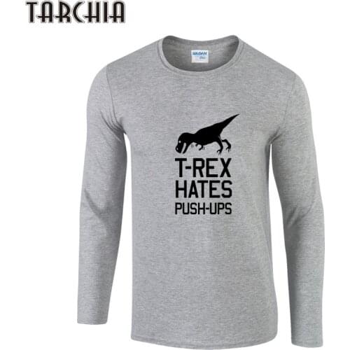 TARCHIA Autumn Mens T Shirts Fashion Dinosaur Printed Long Sleeve Cotton T-Shirt Men Casual Brand Clothing Homme Male Tees Tops