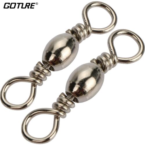 Goture 200pcs Barrel Swivel Carbon Steel Sea Fishing Hook Connector Fishhook Snap Size 10, 8, 6, 4, 2, 1/0, 3/0, 5/0 Tackles
